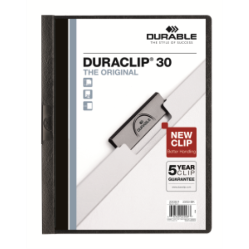 DURABLE Report Cover with DURACLIP, Letter-size, Holds Up to 30 Pages, Clear Cover/White, 25 per Box (220301)