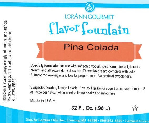 Pina Colada Flavor - 4 oz. - 32 oz. - Ice Cream and Beverage Flavors - LorAnn Oils - Canadian Distribution - Ships Free Within Canada on Orders Above CAD $199