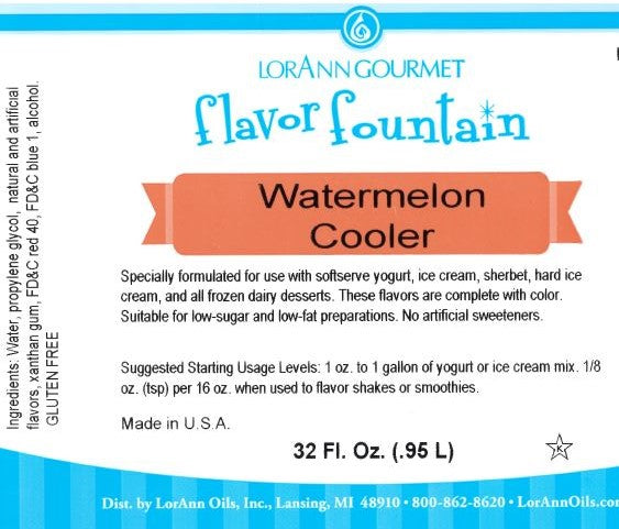Arôme de melon d'eau réfrigéré – 4 oz. – 32 oz. – Arômes pour crème glacée et boissons – Huiles LorAnn – Distribution canadienne – Livraison gratuite au Canada pour les commandes de plus de 199 CAD