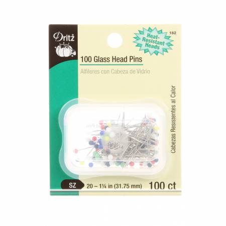 Épingles à tête de verre Dritz Taille 20 1-1/4 po 100 unités