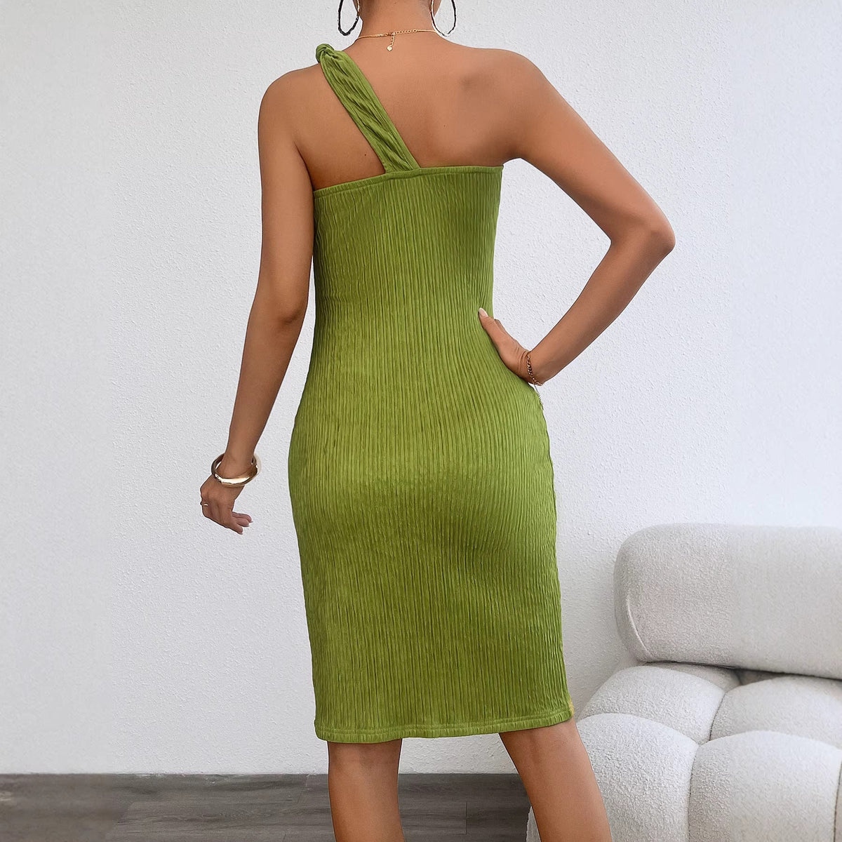 Women’s Off-Shoulder Slant-Neck Slim-Fit Dress – Elegant Bodycon Party & Evening Dress