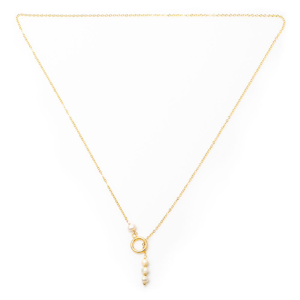 Collier Triple Perle en Plaqué Or