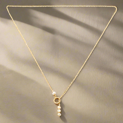 Collier Triple Perle en Plaqué Or