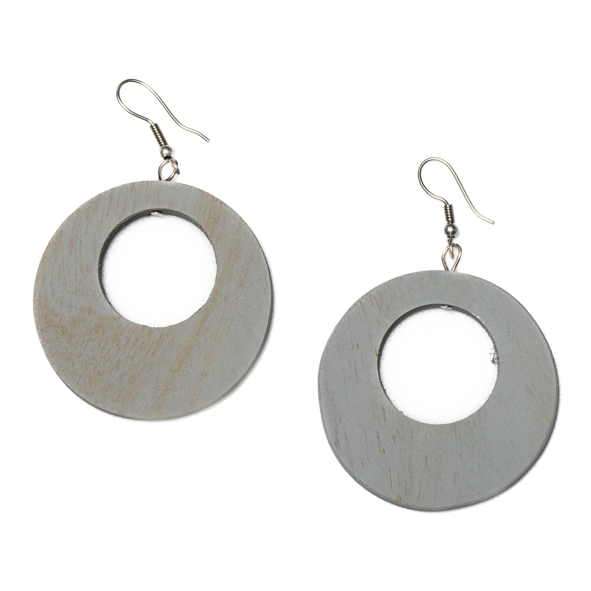 Boucle d'oreille créole en bois ronde