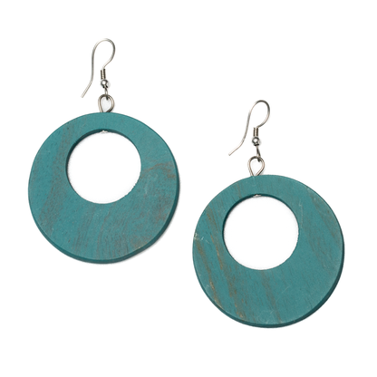 Boucle d'oreille créole en bois ronde
