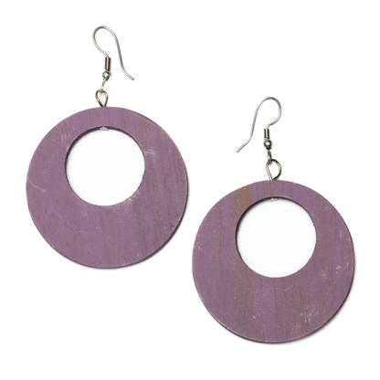 Boucle d'oreille créole en bois ronde