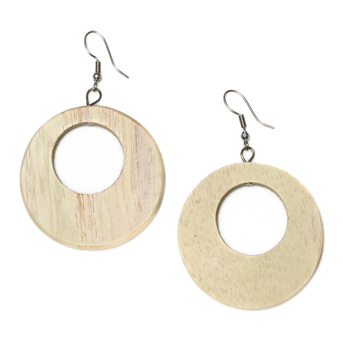 Boucle d'oreille créole en bois ronde