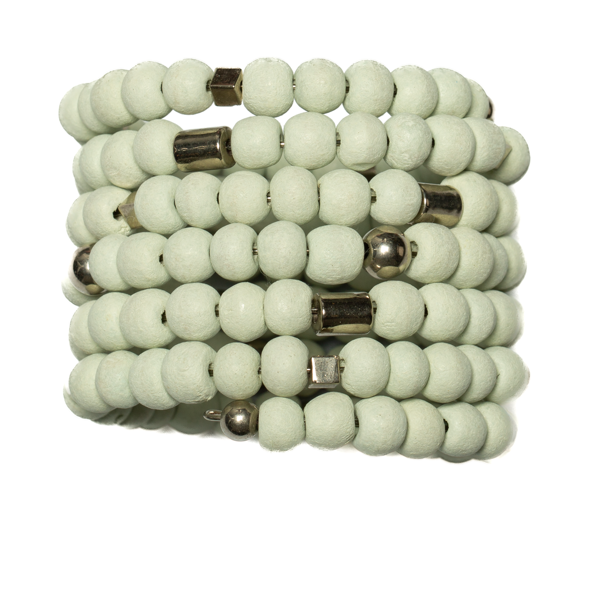 Bracelet spirale en grosses perles de bois