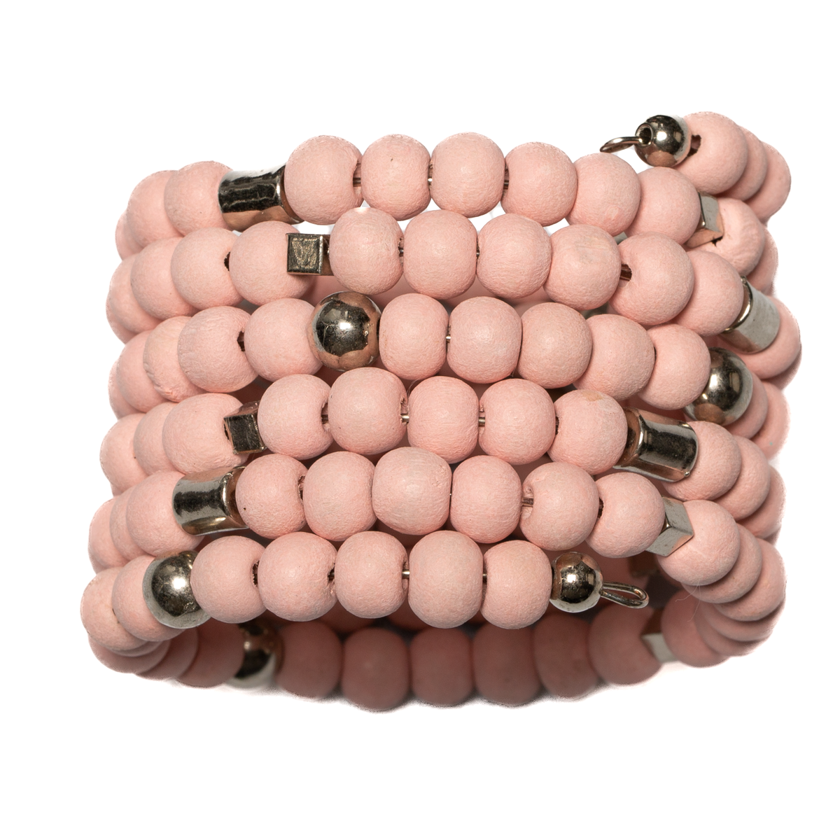 Bracelet spirale en grosses perles de bois