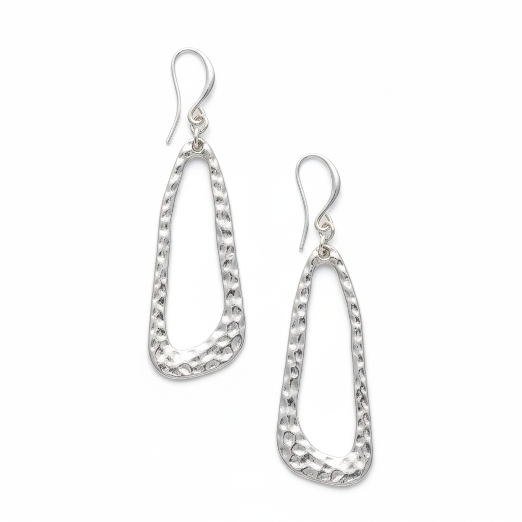Boucles d'oreilles ovales martelées - Plaqué argent