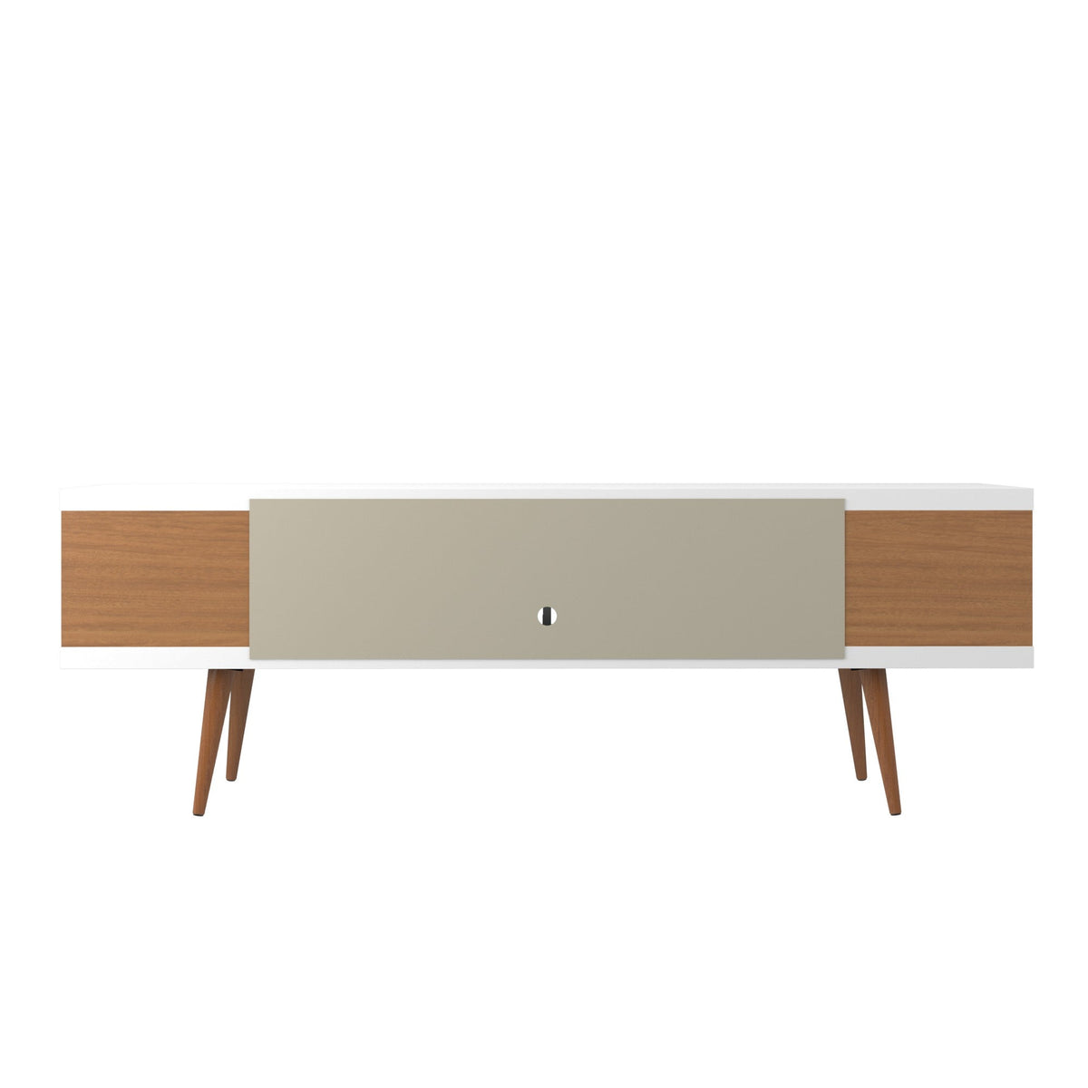 Eureka Modern 70.47" TV Stand with 4 Shelves - White Gloss/Maple Cream