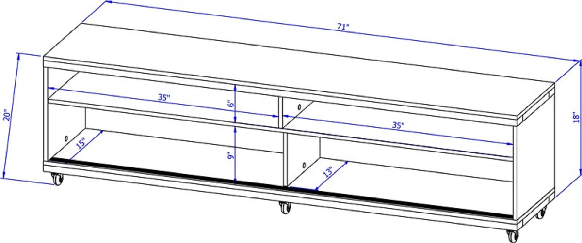 Eureka Modern 70.47" TV Stand with 4 Shelves - White