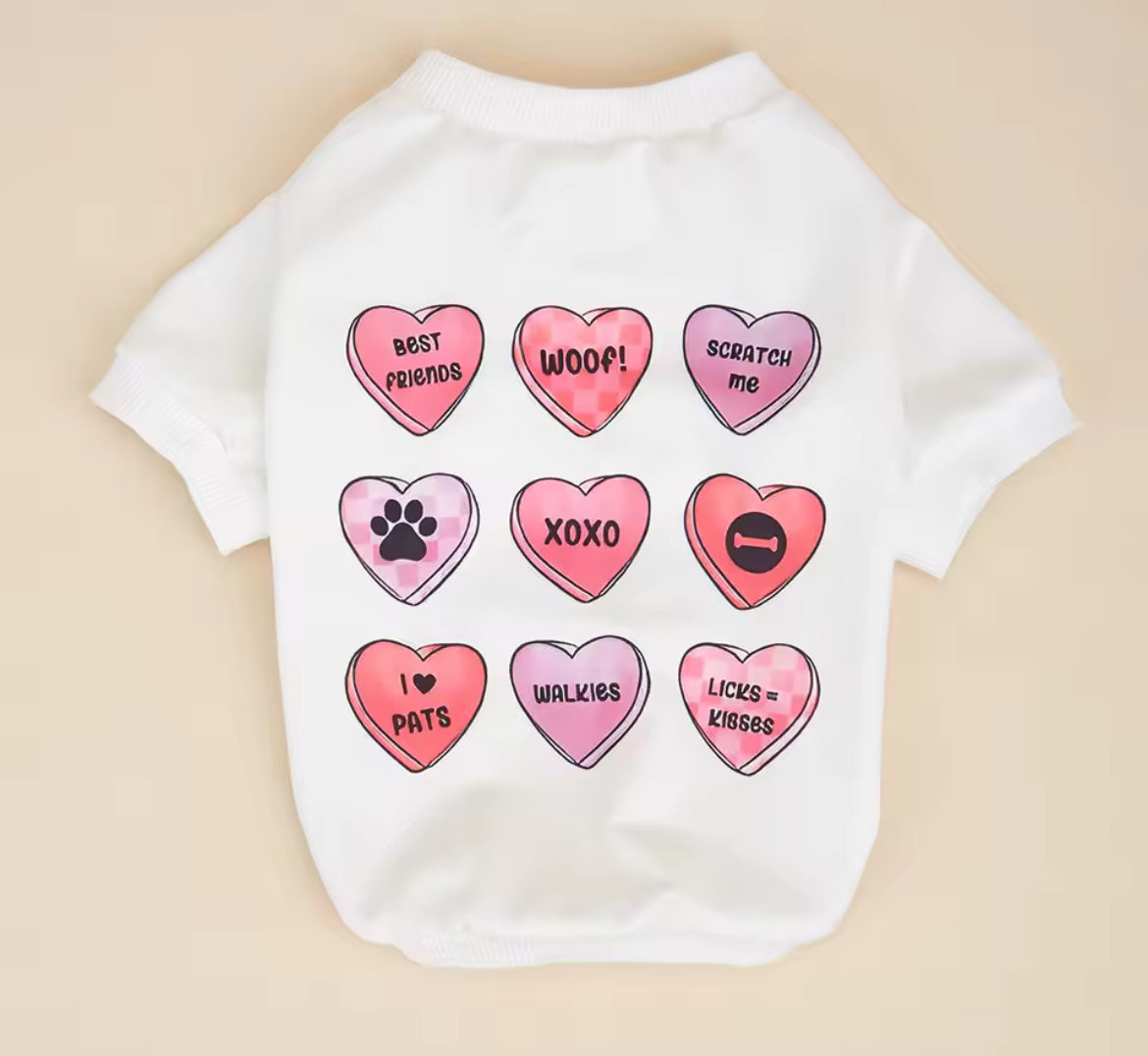 Valentine Hearts Dog Tee – Cute Love Print Pet Shirt