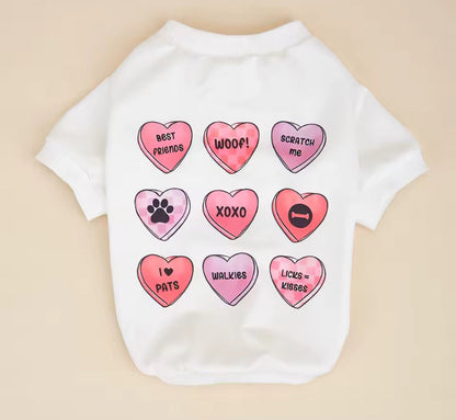Valentine Hearts Dog Tee – Cute Love Print Pet Shirt