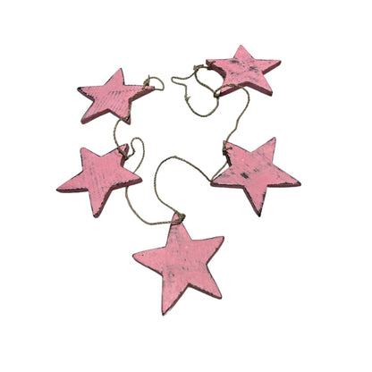 Hanging String Of 5 Wooden Stars