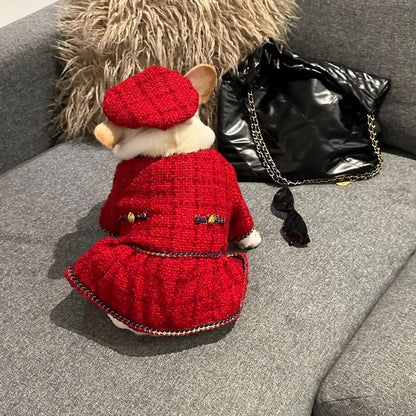 Robe et Chapeau pour Chien | Tenue en Tweed Chewnel pour Chien