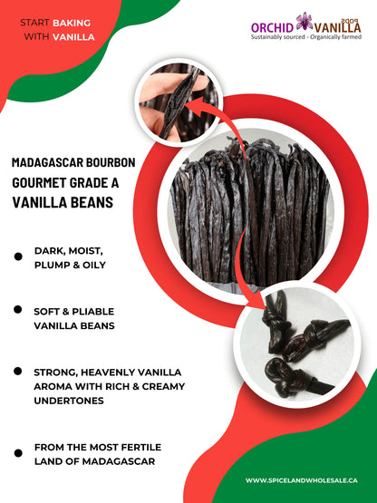 Madagascar Bourbon Vanilla Beans Gourmet Grade-A <br>For Extract And Baking<BR>By Ounce