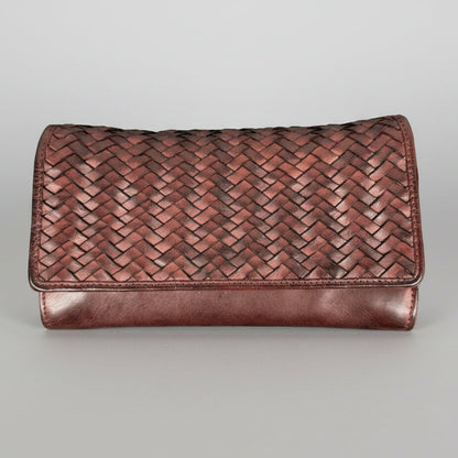 Portefeuille en cuir tressé pour femme MET