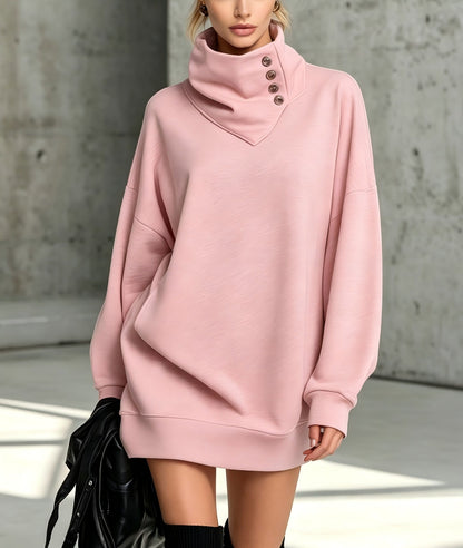 Women’s Vintage Loose-Fit Button-Down Sweatshirt – Mid-Length Casual Long-Sleeve Pullover Top