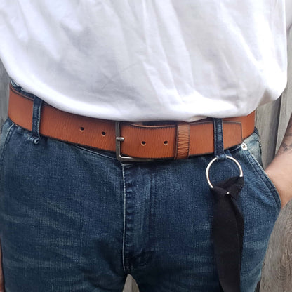 The Mountain Belt - Grey Leather Belt with Charred Edges