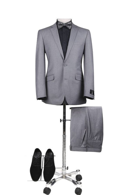 CRÉEZ VOTRE PACKAGE : Costume gris clair slim (Le package comprend un costume 2 pièces, une chemise, une cravate ou un nœud papillon, une pochette assortie et des chaussures)