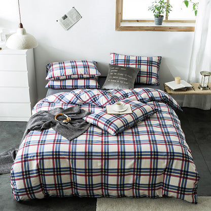 100% Cotton Geometric Bedding Set – Quilted Reactive Print Sheet & Duvet Cover Set