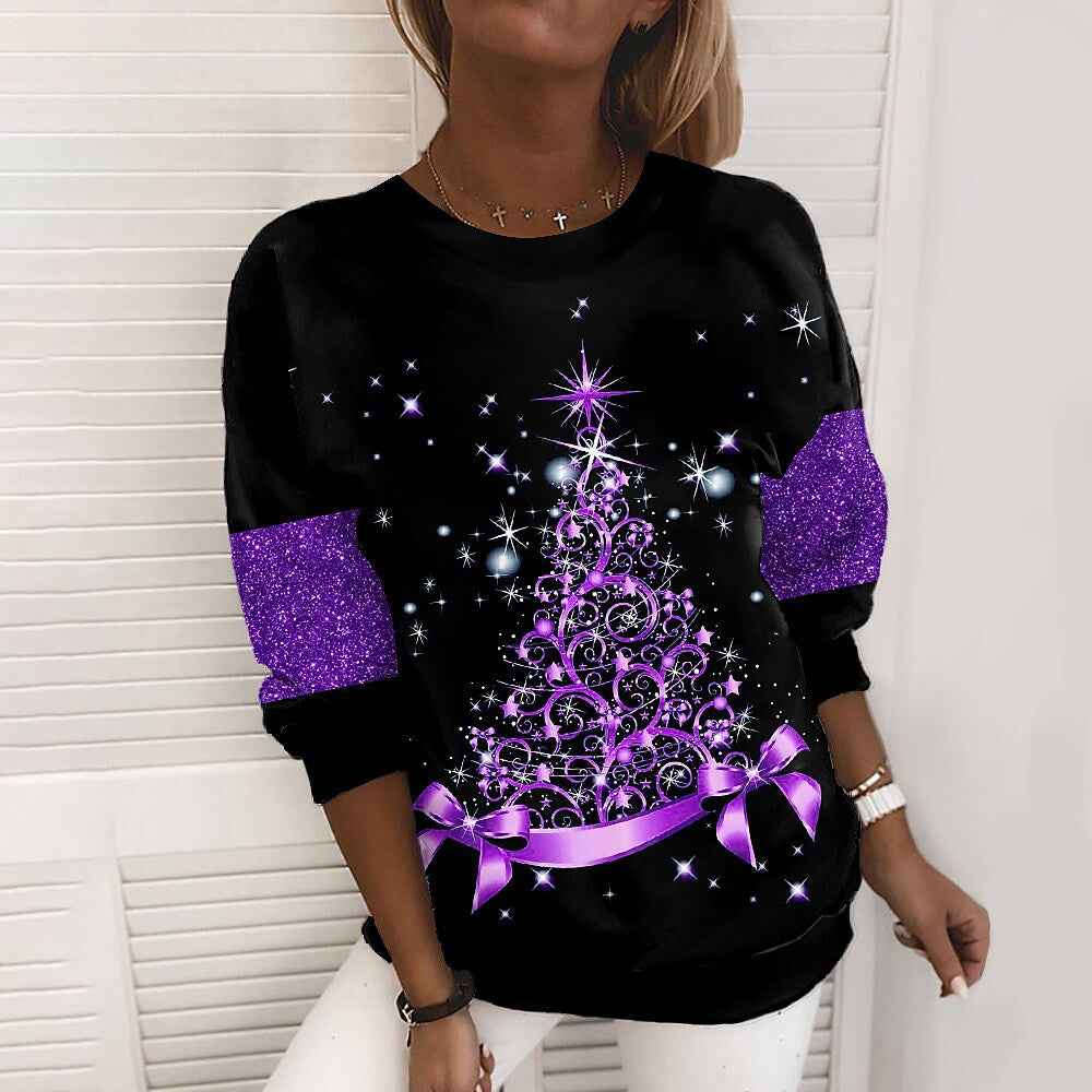 Women's Christmas Print Sweater – 3D Printed Long Sleeve Holiday Pullover