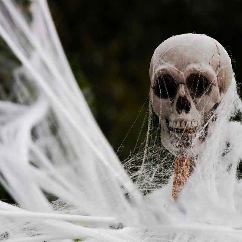 Halloween Stretchable Spider Web Decoration – Cotton Web with Mini Spiders for Indoor & Outdoor Use