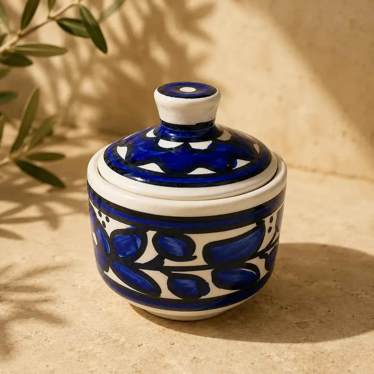 Ceramic Sugar Bowl with Lid – Small 7 cm, Handmade Decorative & Functional Tableware