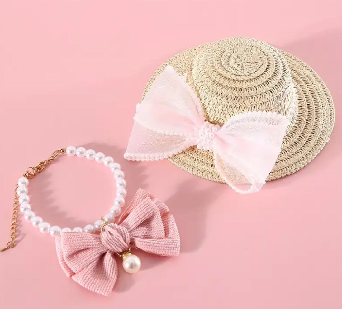 Solange Dog Accessory Set | Necklace and Hat Set