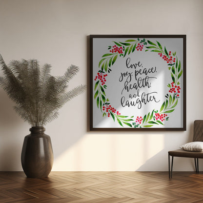 Décoration murale Couronne aquarelle avec vœux de fin d'année