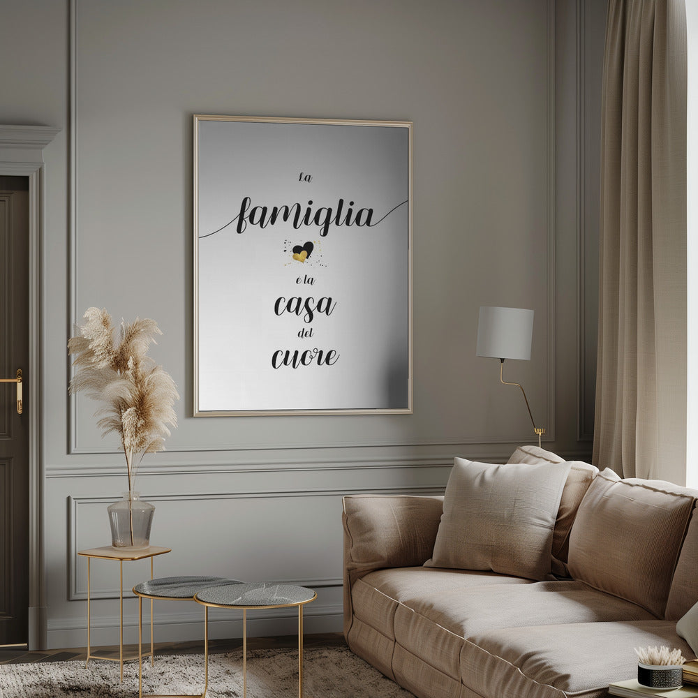 Décoration murale La famille est le foyer du cœur - Tableau sur toile italien