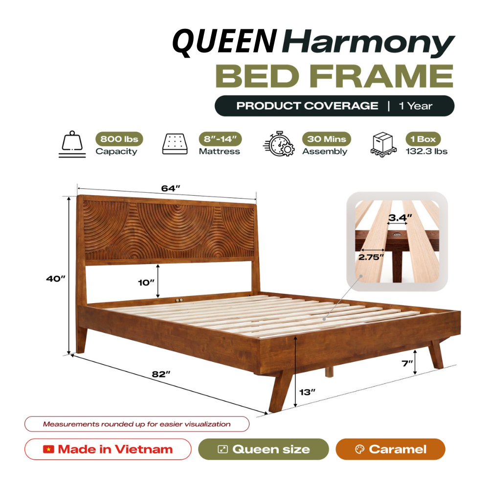 Harmony Solid Wood Bed Frame