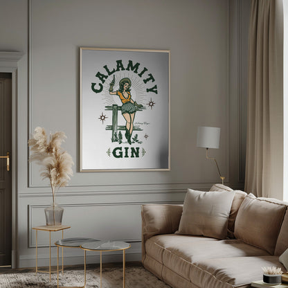 Wall Art Calamity Gin Funny Retro Western Cowgirl