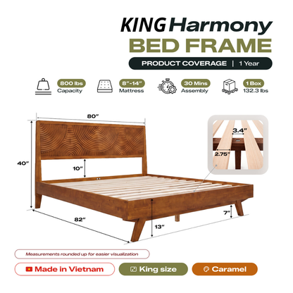 Harmony Solid Wood Bed Frame