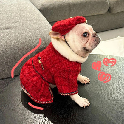 Robe et Chapeau pour Chien | Tenue en Tweed Chewnel pour Chien