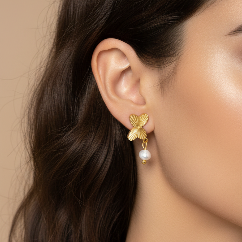 Boucles d'oreilles perle papillon de rêve
