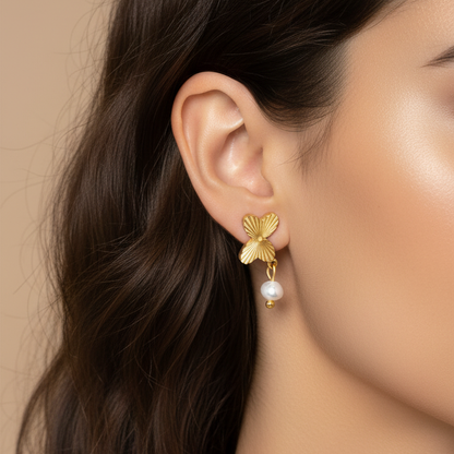Boucles d'oreilles perle papillon de rêve