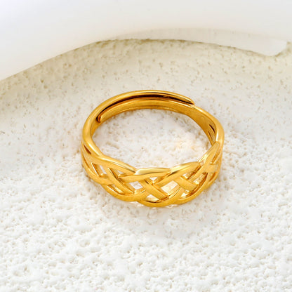Bague Or Tressée Lignes Croisées