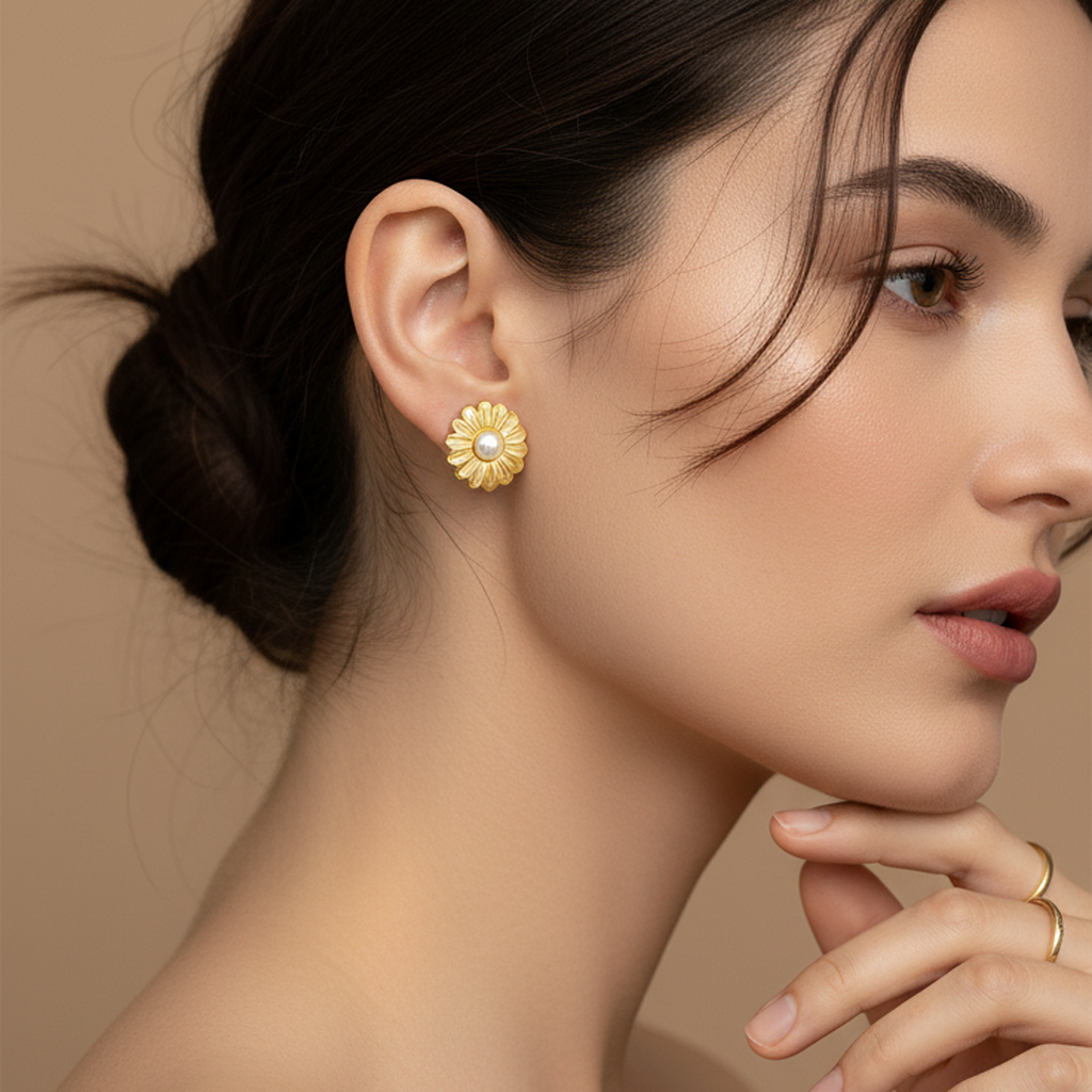 Clous d'oreilles perles marguerite de rêve