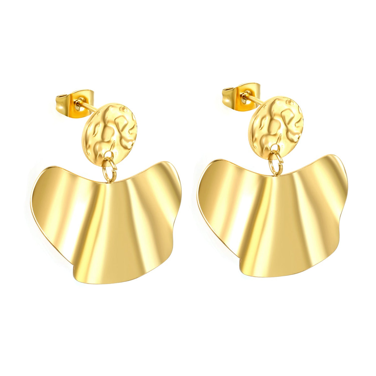 Boucles d'oreilles rondes festonnées texturées
