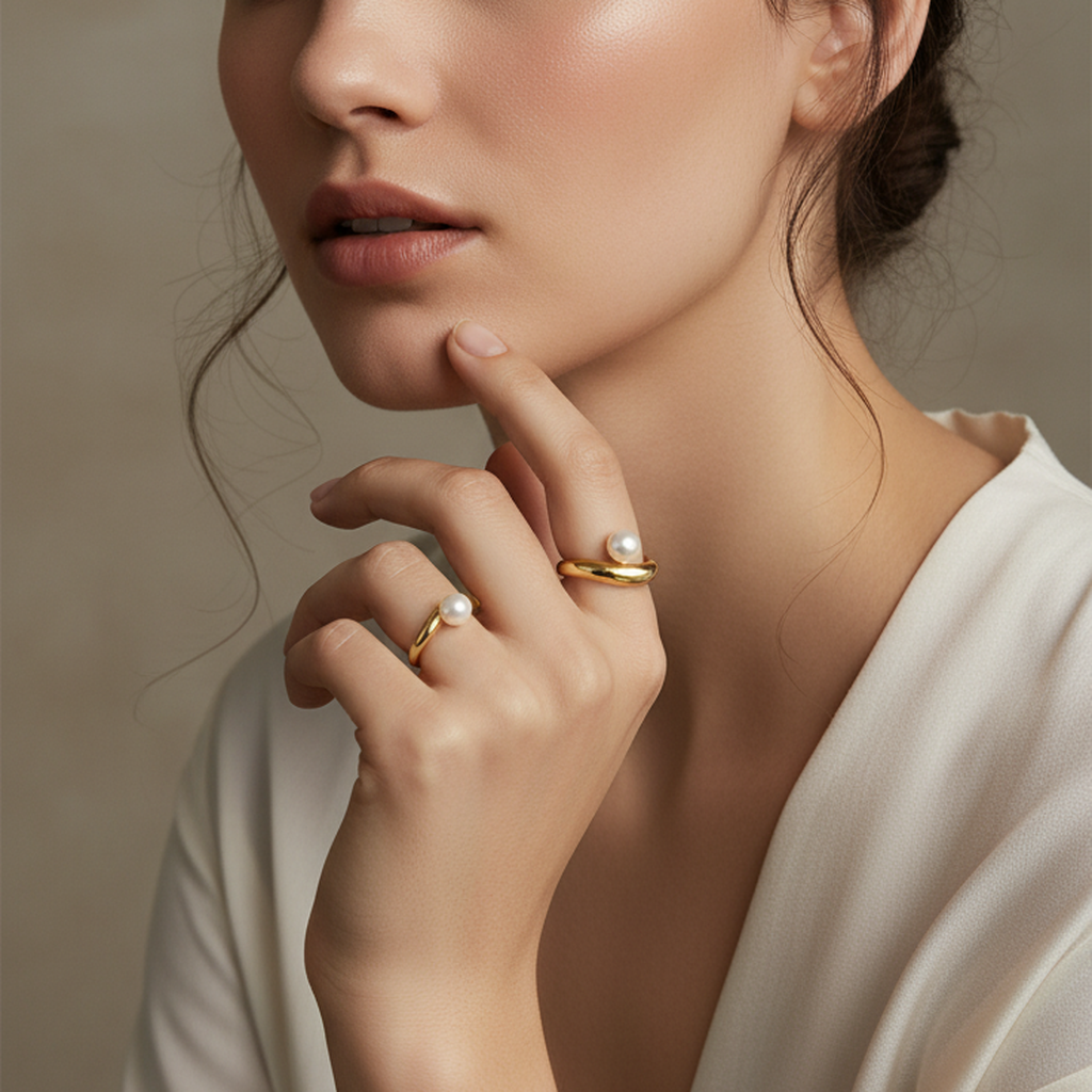Bague intemporelle en or et perle