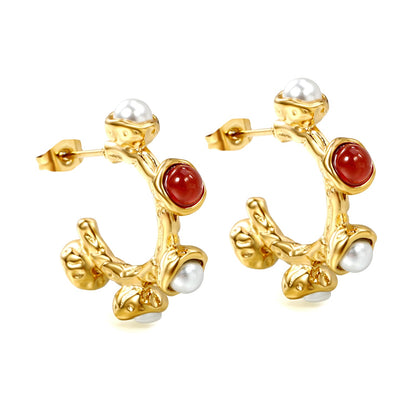 Boucles d'oreilles Harmonie de perles carmin