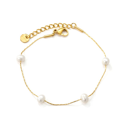 Ensemble de bracelets en perles d'eau douce dorées