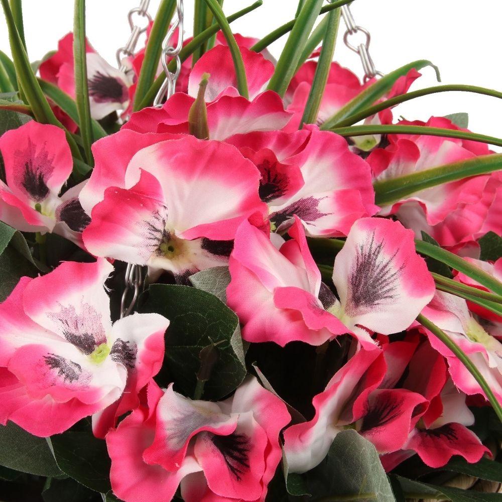 Composition florale artificielle Aubree en panier suspendu