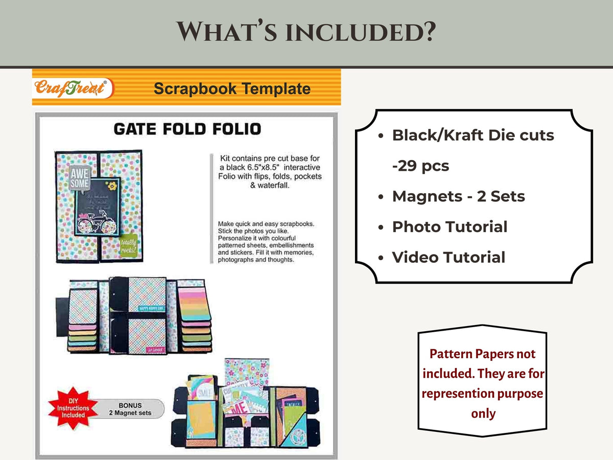 CrafTreat Pages vierges pour scrapbooking - Folio Plié en Deux - Couleur Noire