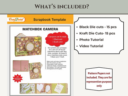 CrafTreat Scrapbook Blanks - Matchbox Camera - Black & Kraft Color