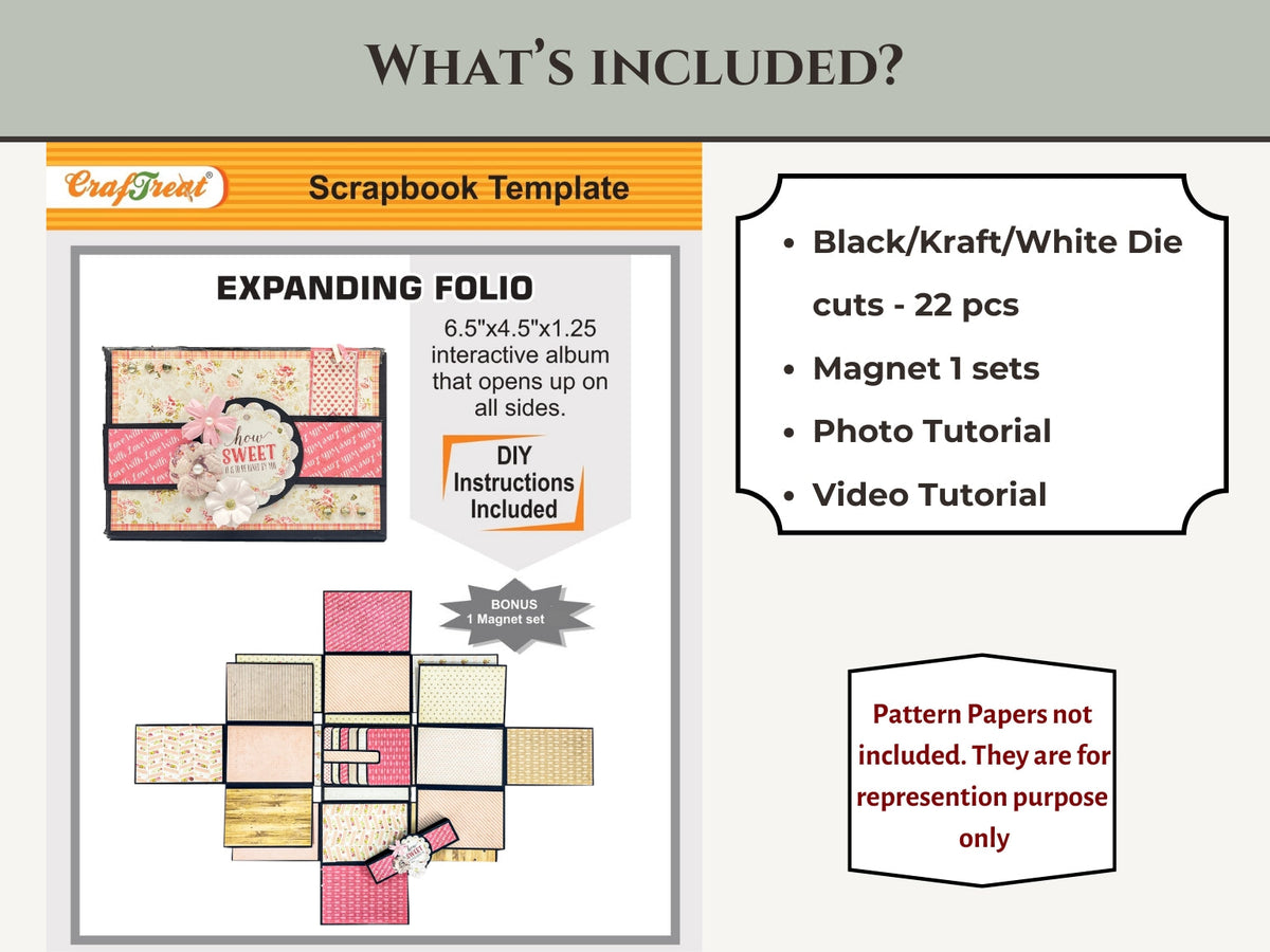 CrafTreat Scrapbook Blank Precut Album Base - Expanding Folio - White
