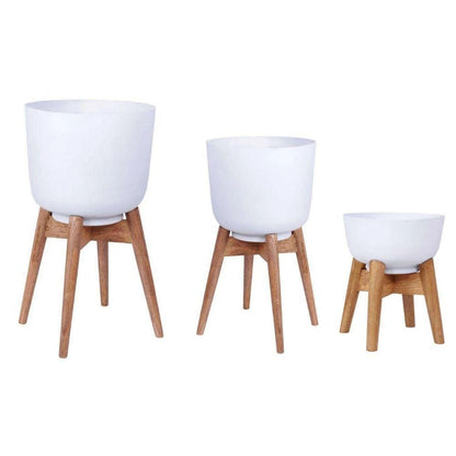 Sita - Jardinière à Pieds en Bois Tourné Blanc (Plusieurs Tailles)