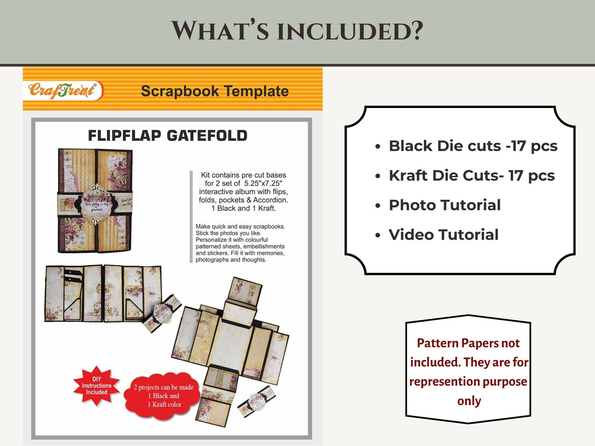 CrafTreat Blocs de Scrapbooking - Porte-Feuillet FlipFlap - Noir et Couleur Kraft